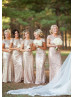 Cap Sleeves Champagne Sequin V Back Affordable Bridesmaid Dress